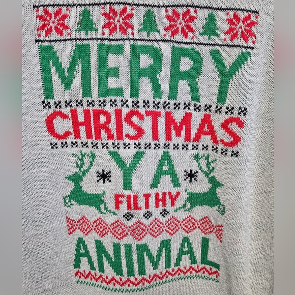 Merry Christmas Ya Filthy Animal Graphic Sweater NEW - Picture 2 of 5